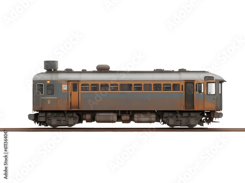 Train on rail track isolated on transparent background. Generative AI