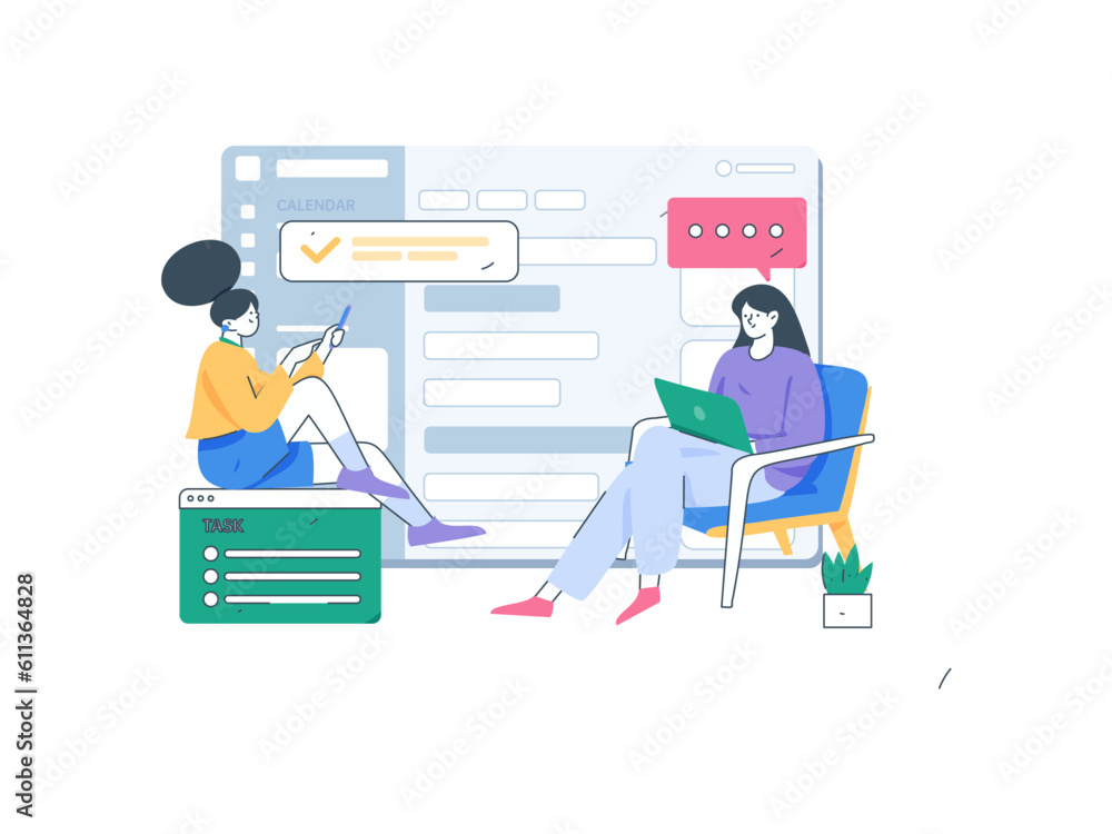 Fototapeta premium Business People Flat Vector Concept Operation Hand Drawn Illustration 