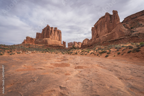hiking the park avenue trail in arches national park, utah, usa