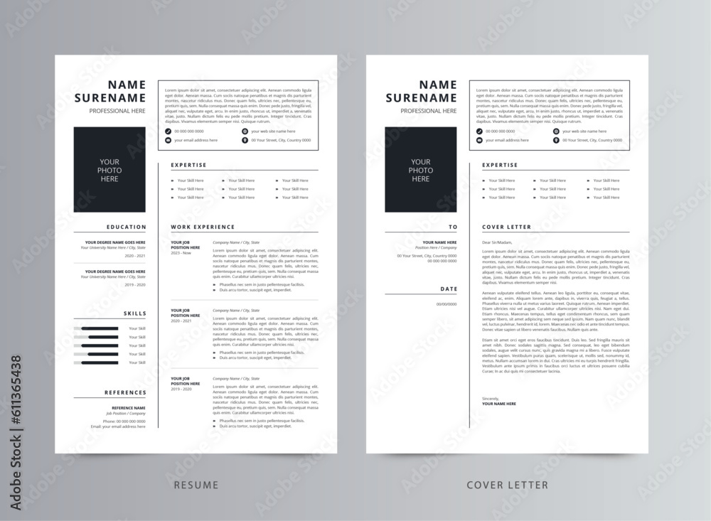 Professional Modern Resume Template or CV and Cover Letter Template