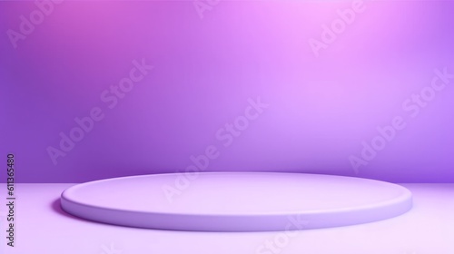 Round podium with purple color background for cosmetic product presentation  Mockup scene.  AI generated.
