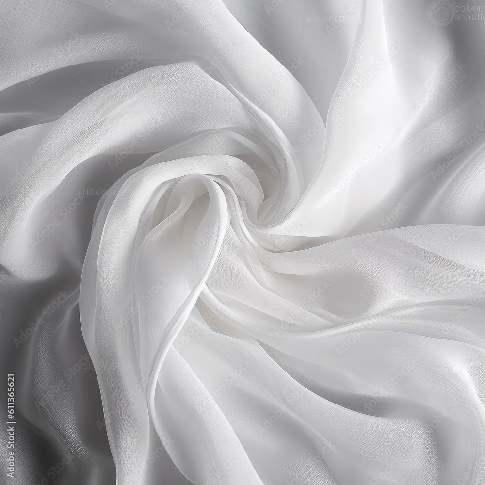 Fototapeta premium Beauty fashion white abstract soft fabric smooth curve shape decorate textile background, Banner design, AI generated.