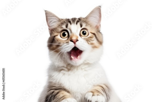 Surprised Cat with Big Eyes and Open Mouth