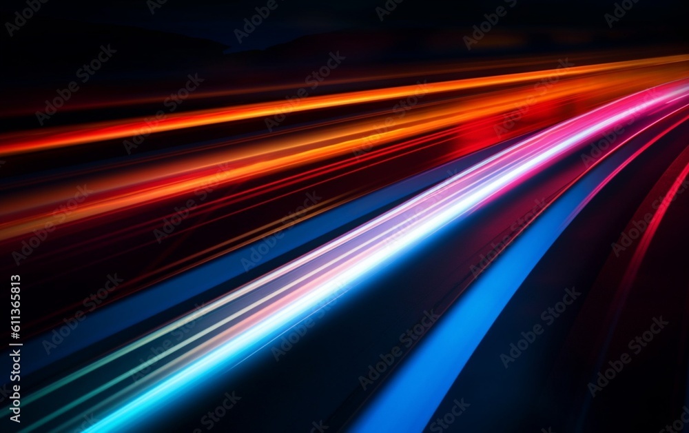 Night Rhythms: Mesmerizing Abstract Light Trails in the Urban Tapestry - High-Quality Wallpaper, Generative AI