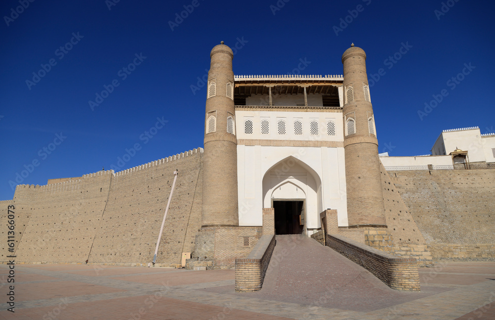 Entrance gate of the Ark fortress in Bukhara, Uzbekistan