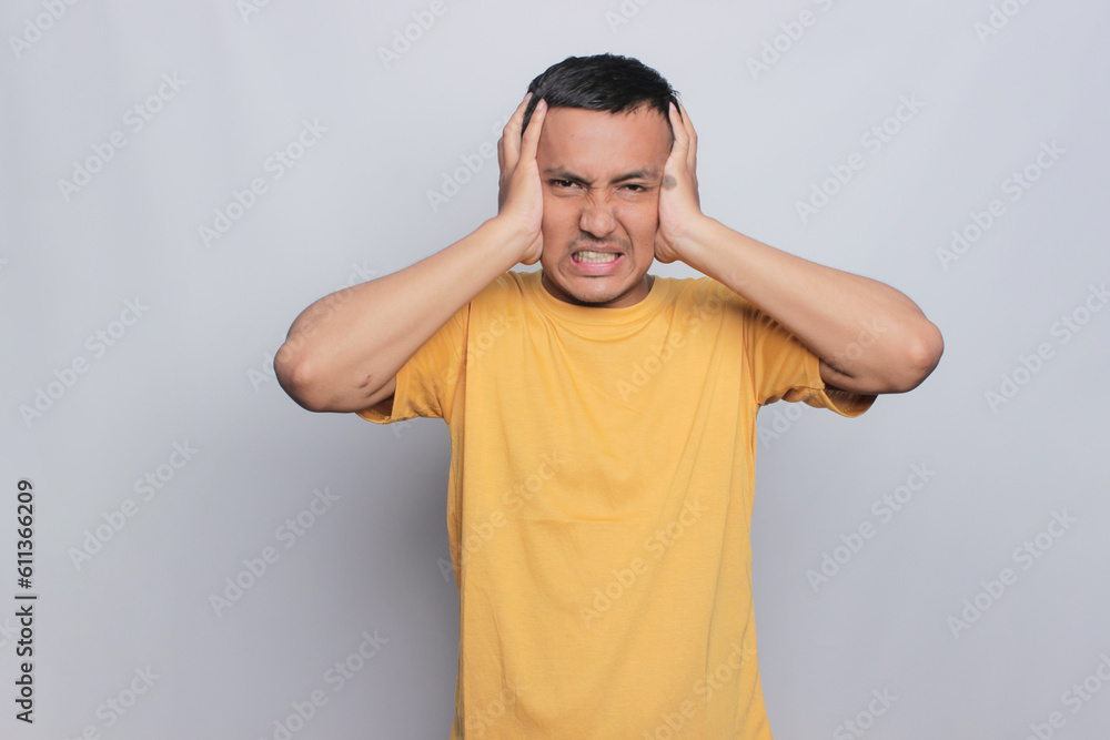 Asian young man with the expression Asian young man with the expression
