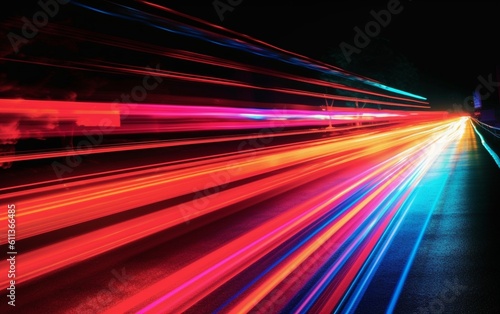 Night Rhythms: Mesmerizing Abstract Light Trails in the Urban Tapestry - High-Quality Wallpaper, Generative AI