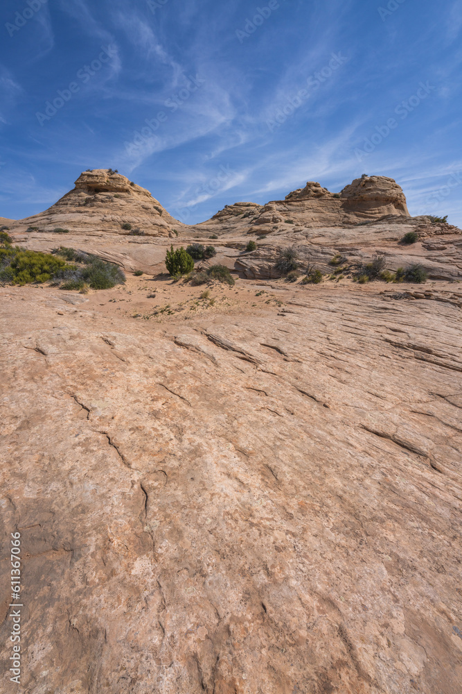 hiking the lathrop trail in canyonlands national park in utah, usa