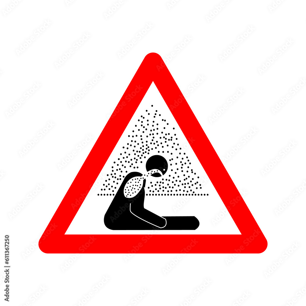 Ilustração do Stock Sign suffocating atmosphere. Air pollution warning sign. Red triangle sign