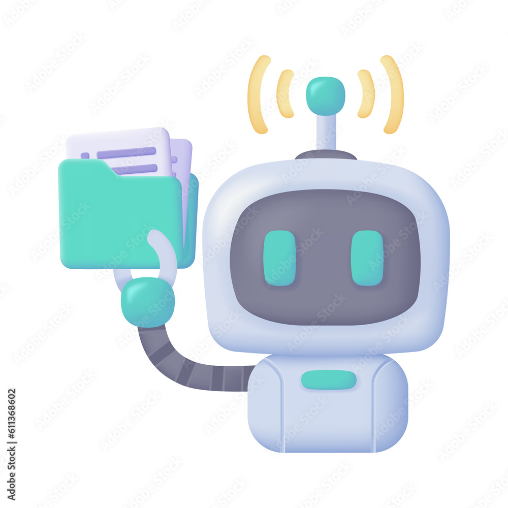 Vector 3D smart robot on computer to assist in human work Creative cartoon robots in art and help answer questions. Vector 3D smart robot on computer to assist in human work Creative cartoon robots in art and help answer questions.