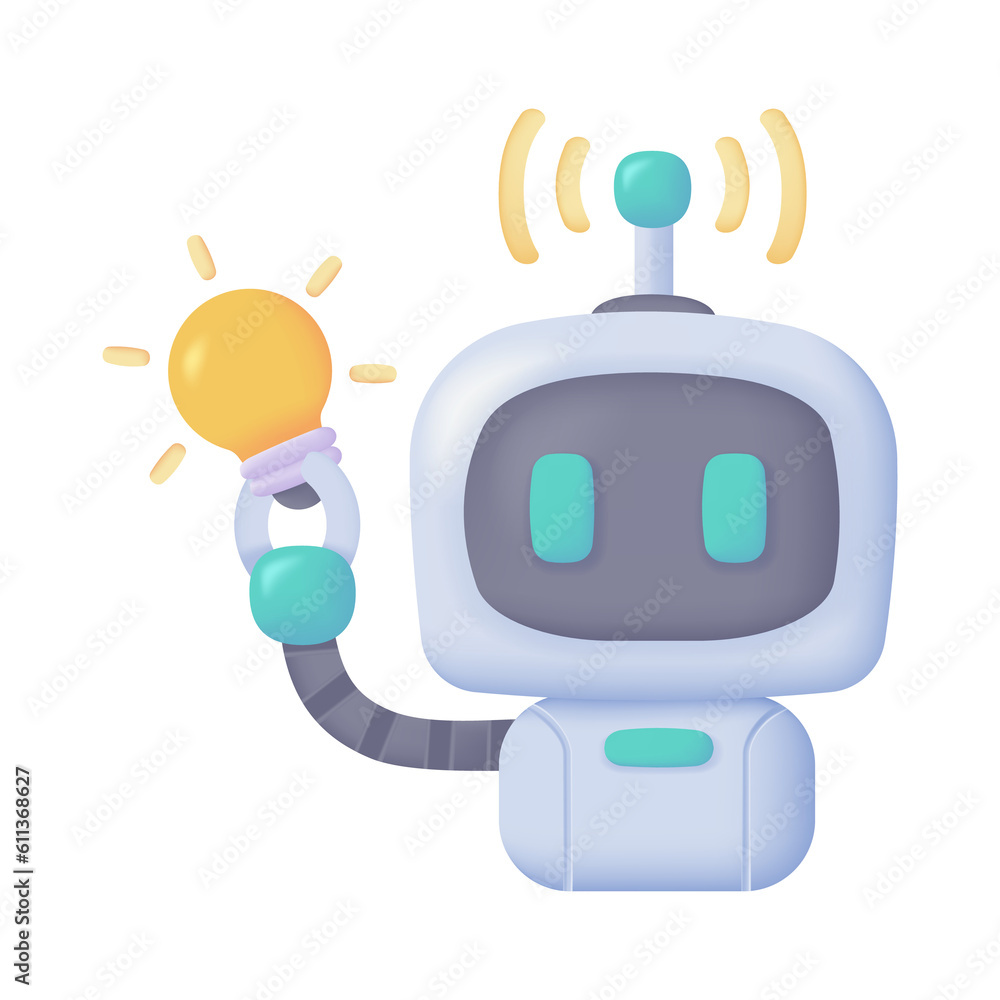Vector 3D smart robot on computer to assist in human work Creative cartoon robots in art and help answer questions. Vector 3D smart robot on computer to assist in human work Creative cartoon robots in art and help answer questions.