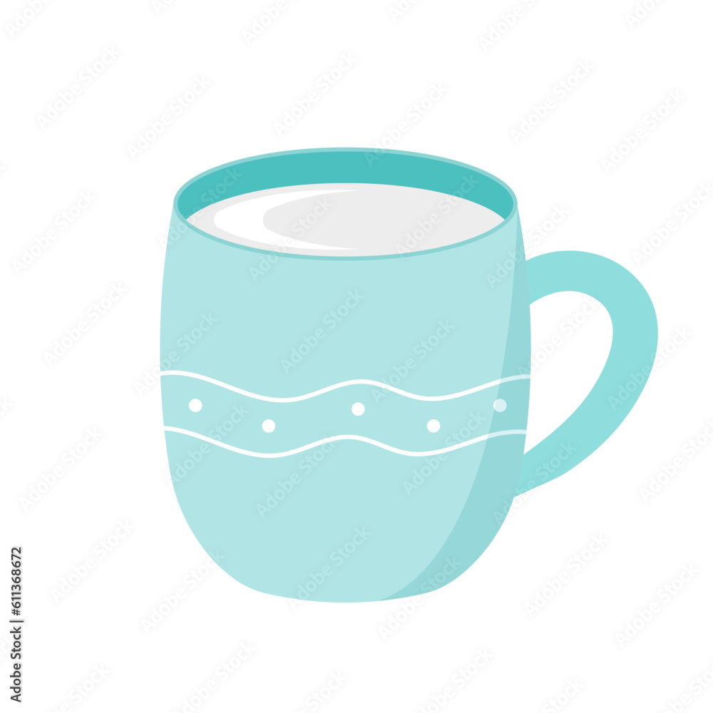 Blue cup of milk. Ceramic mug with a pattern. Isolated on white background.
Blue cup of milk. Ceramic mug with a pattern. Isolated on white background.