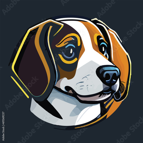 Realistic Cute Beagle Vector Logo Icon Sports Mascot flat vector illustration