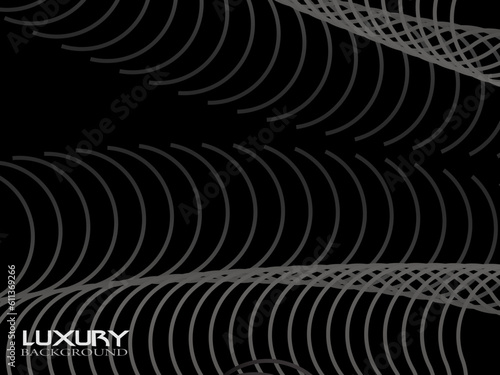 Black abstract background design. Modern wavy lines pattern  guilloche curves  in monochrome colors. Premium line texture for banners  business backgrounds. Dark horizontal vector template.