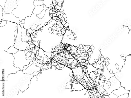Vector road map of the city of  Auckland in New Zealand on a white background.
