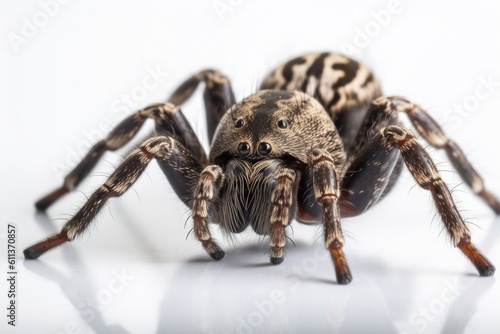 Spider close-up on a white background. Generative AI