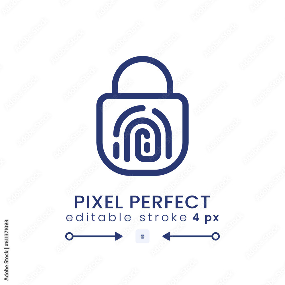 Obraz premium Fingerprint access linear desktop icon. Biometric security. Personal identification. Pixel perfect 128x128, outline 4px. GUI, UX design. Isolated user interface element for website. Editable stroke