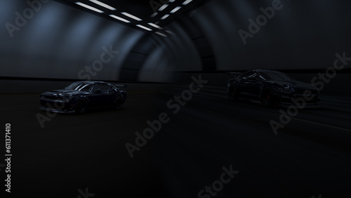 Ford 2020 Mustang Shelby GT500 x Dodge 2018 Challenger SRT Demon - Tunnel Night Drive photo