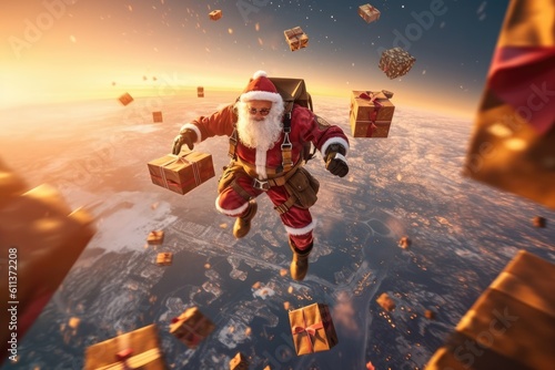 Radical Santa Claus - Christmas Concept - Illustration created with generative ai