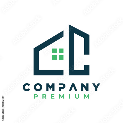 cc initials real estate building company logo design 