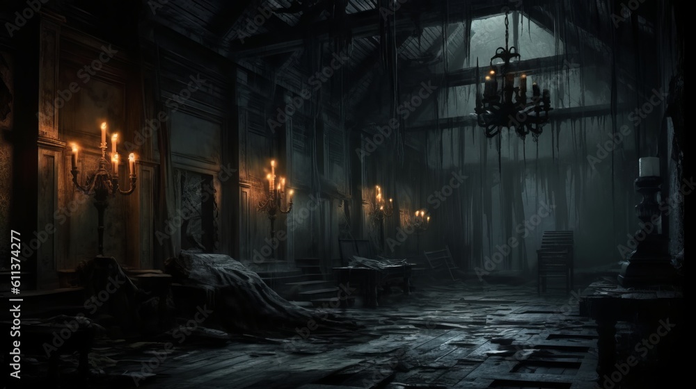 Obraz premium A Chilling and Haunted House Shrouded in Mystery
