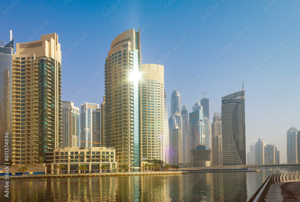 Fototapeta premium High rise buildings and streets in Dubai, UAE