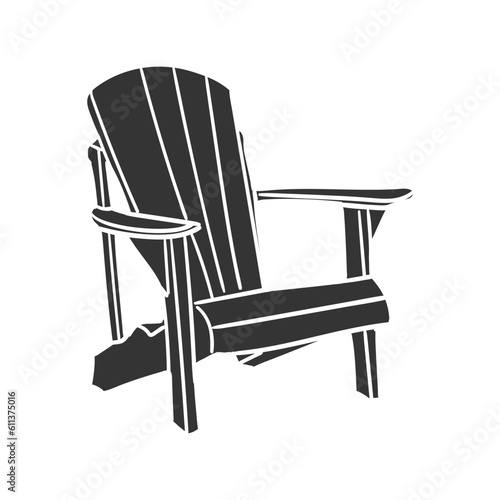 Adirondack Chair Icon Silhouette Illustration. Camping outdoors Vector Graphic Pictogram Symbol Clip Art. Doodle Sketch Black Sign.