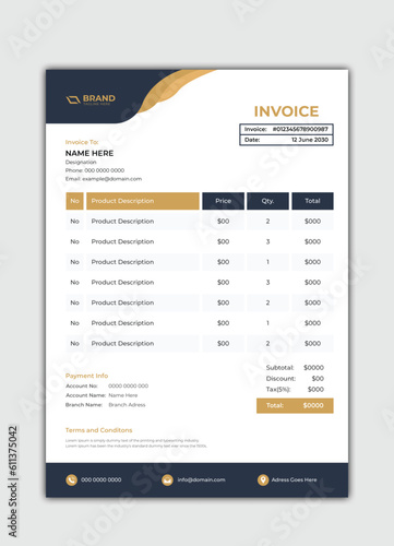 Red brown minimal business invoice design template