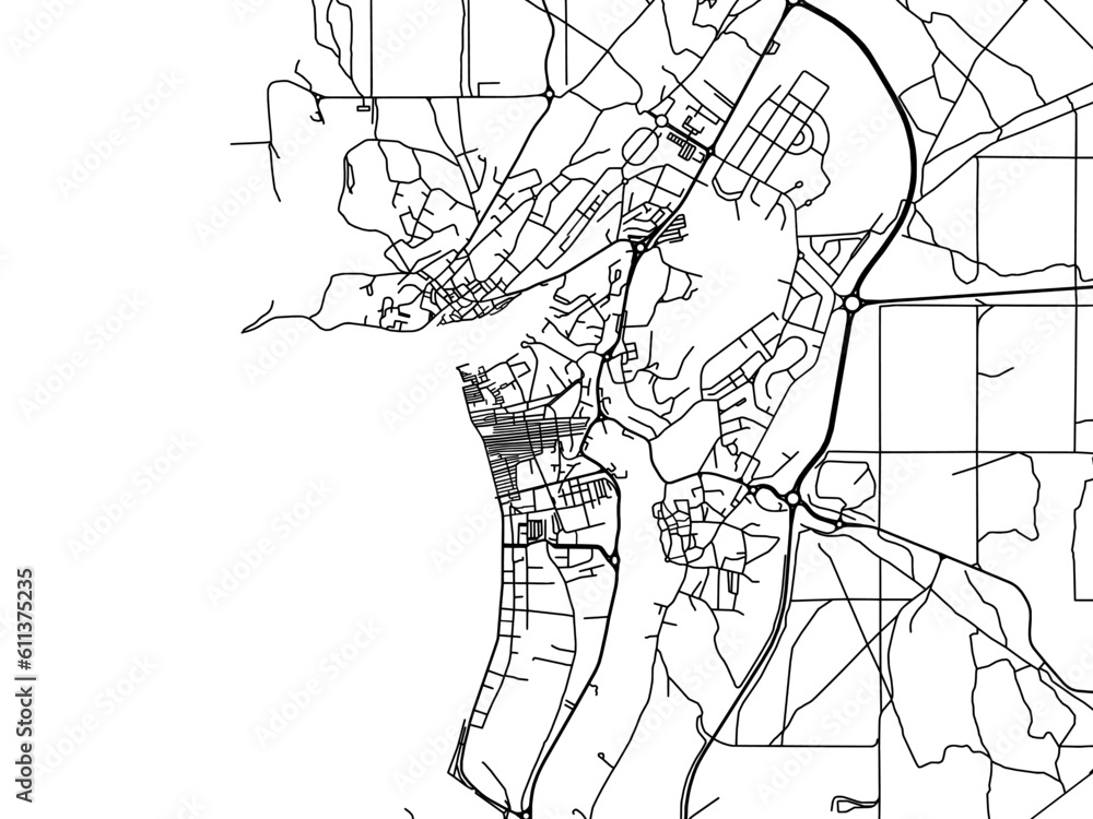 Vector road map of the city of  Nazare in Portugal on a white background.