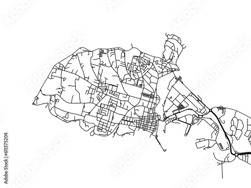 Vector road map of the city of Peniche in Portugal on a white background.
