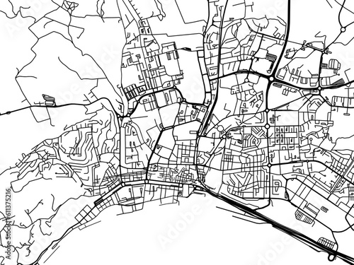 Vector road map of the city of  Setubal in Portugal on a white background. photo