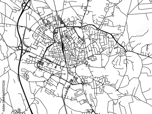 Vector road map of the city of  Caldas da Rainha in Portugal on a white background.