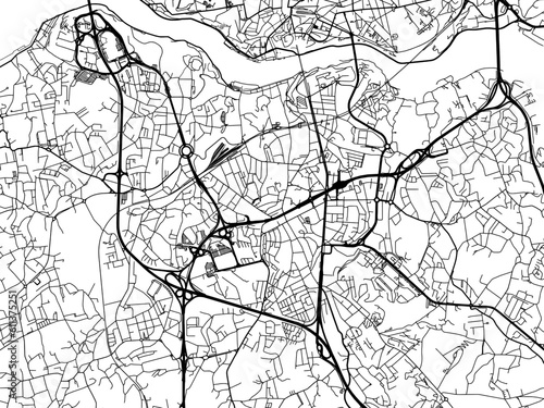 Vector road map of the city of  Gaia in Portugal on a white background.