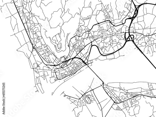 Vector road map of the city of  Viana do Castelo in Portugal on a white background.