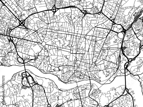 Vector road map of the city of  Oporto in Portugal on a white background.