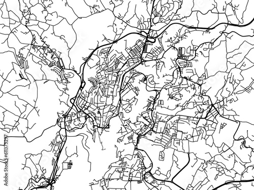 Vector road map of the city of  Vila Real in Portugal on a white background.