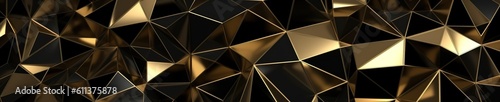 Luxury abstract background with black and gold polygons, panormaic format,  Generative AI, Generative, AI photo