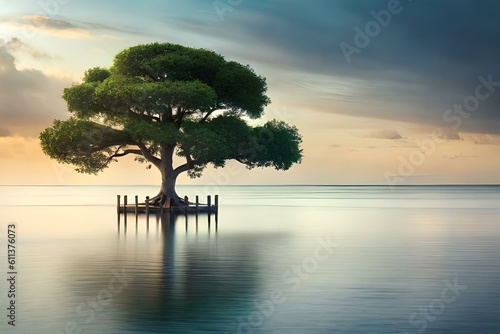 Majestic Tree  Fantasy World  Mythical Landscape  Magical Tree  Mystical Atmosphere  Lonely Tree