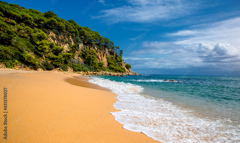 Obraz premium the beach St.Cristina in Lloret de Mar, Spain 