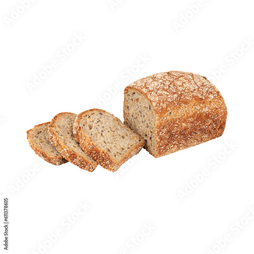 baked bread, cereals isolated transparent background