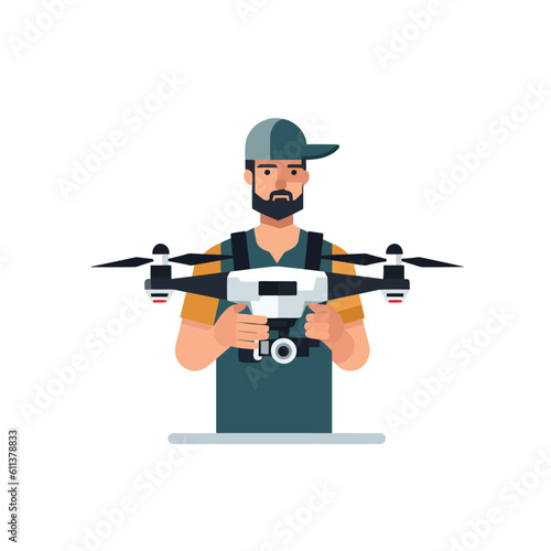 Man with drone vector isolated