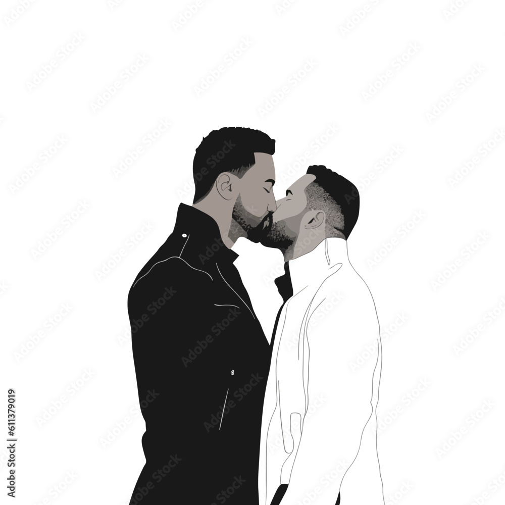 Two men kissing vector isolated. Pride month