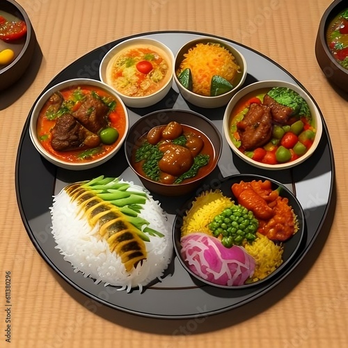 Ultra Realistic 3D Sri Lankan Food and Curry on Plate: A Tribute to South Asian Cuisine