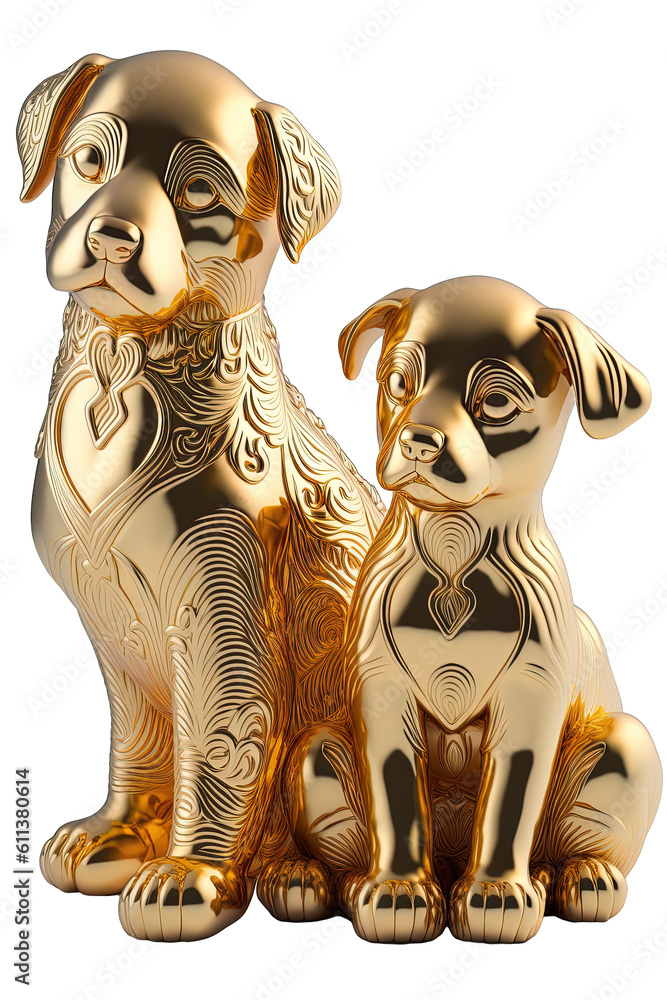 Dog “made of gold Imari china, intricate, highly detailed, studio lighting, isolated PNG object