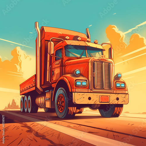 Big Truck Illustration. Generative AI