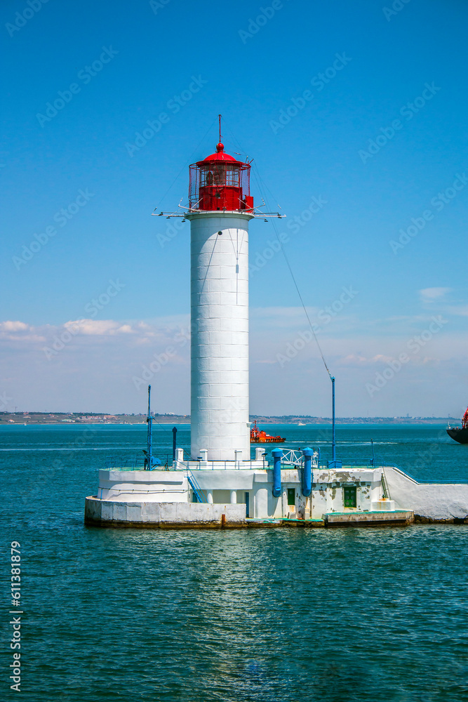 Odessa white lighthouse with a red top Odessa white lighthouse with a red top