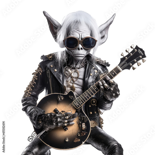 a rocker goblin playing guitar