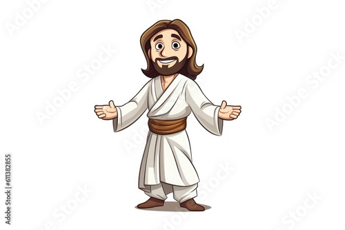 Illustration of Jesus Christ cartoon for children spiritual growth on white background Generative AI