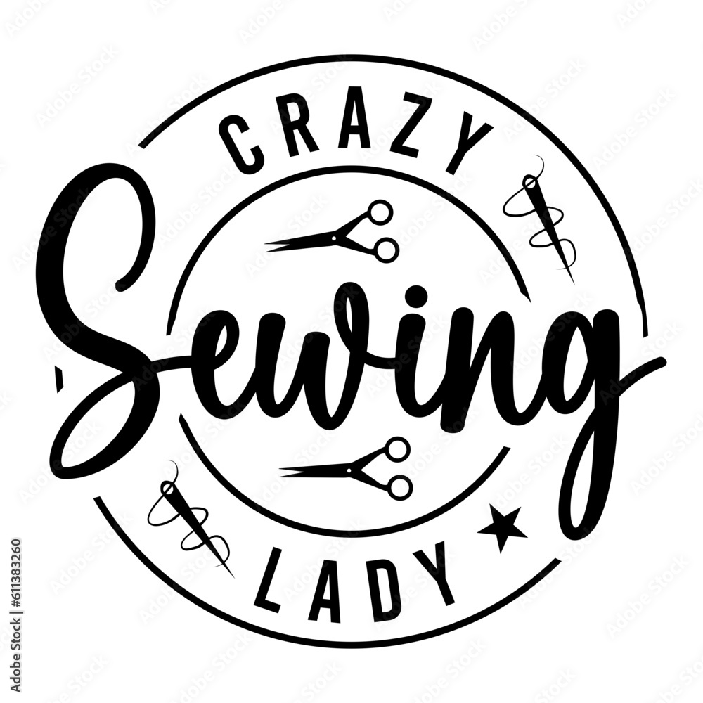Crazy Sewing Lady Svg