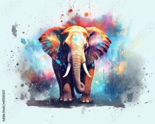 art elephant in space . dreamlike background with elephant . Hand Drawn Style illustration © PinkiePie